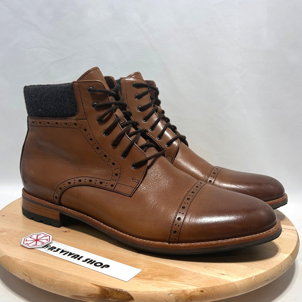 Warfield & Grand Men's Potrero Cap Toe Lace Brown Leather Ankle Boot - Size 13